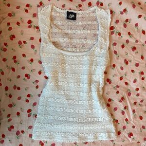 VINTAGE White Lace Sleeveless Top Flower TankTop